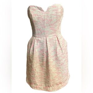 Anthropologie Moulinette Speer’s Pink Tweed Convertible Strapless Dress Size 6